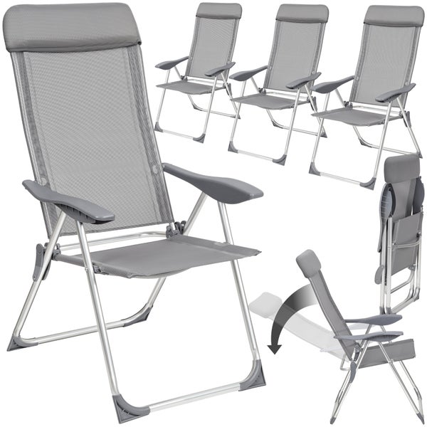 4er Set Gartenstuhl tectake Maurine 73 x 59 x 110 cm klappbar grau