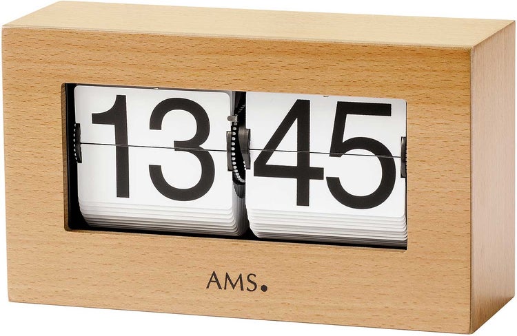 AMS 1175/18 Tischuhr modern massives Holzgehäuse aus Buche