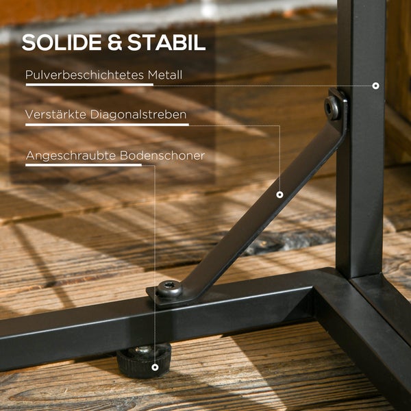 Outsunny Kaminholzregal, mit Dach, für Brennholz, Balkon, Garten, Metall, 185 x 67 x 185 cm, Schwarz