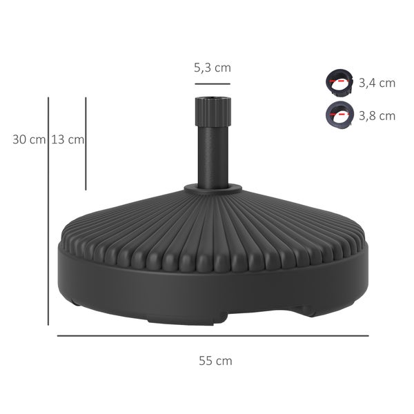 Outsunny Sonnenschirmständer bis 28 kg befüllbar Schirmständer, Rund Schirmhalter, Schirmgewicht, Ständer für Sonnenschirm Ø34/38 mm, für Balkon, Terasse, Garten, Schwarz