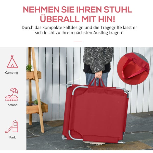 Zusammengeklappter tragbarer Stuhl mit Tragegriffen