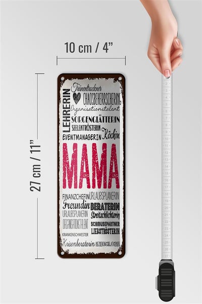 Blechschild Spruch Mama Lehrerin Freundin Köchin 10x27cm
