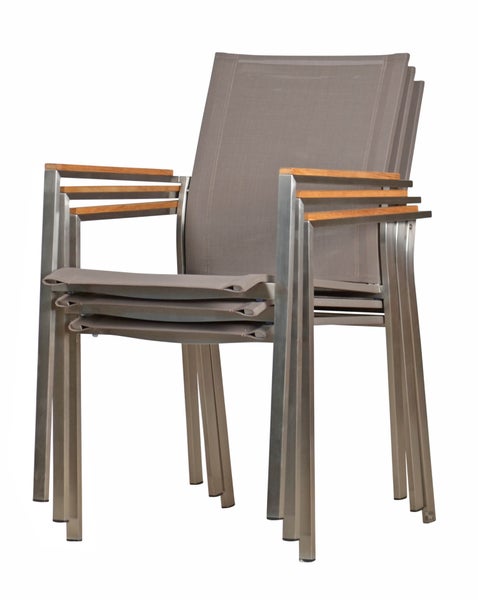 Teak Edelstahl Gartenstuhl stapelbar Stapelstuhl modern premium