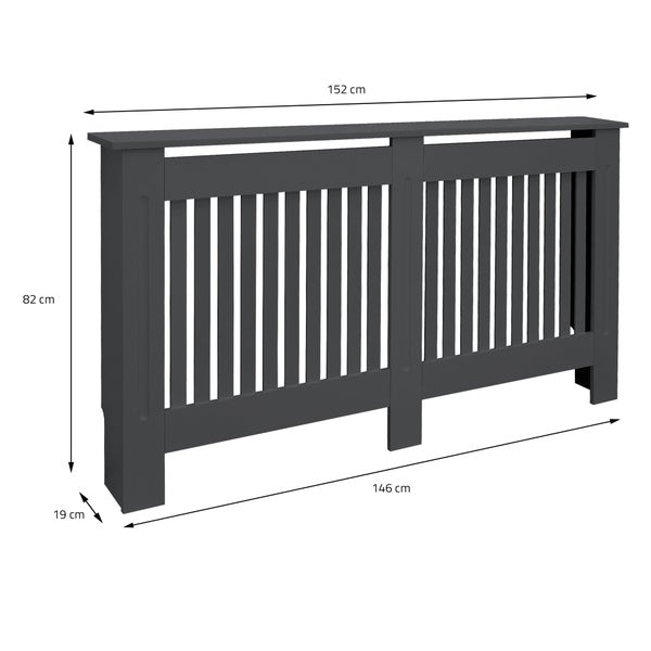 ECD Germany Heizkörperverkleidung Landhausstil 152x19x82cm Anthrazit aus MDF lackiert für Schlafzimmer Wohnzimmer Heizungsverkleidung Heizkörperabdeckung Heizungsabdeckung Heizung Heizkörper Abdeckung