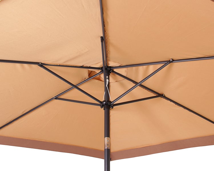 Ondis24 Marktschirm 2,5 Meter Braun 2-farbig mit Kurbel und Knick, Sonnenschirm
