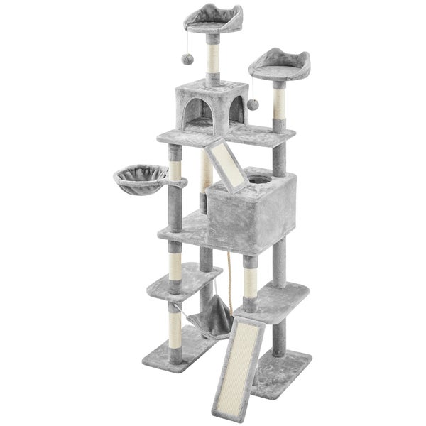 Grauer Kratzbaum mit Liegeflächen, Höhle und Sisalstämmen