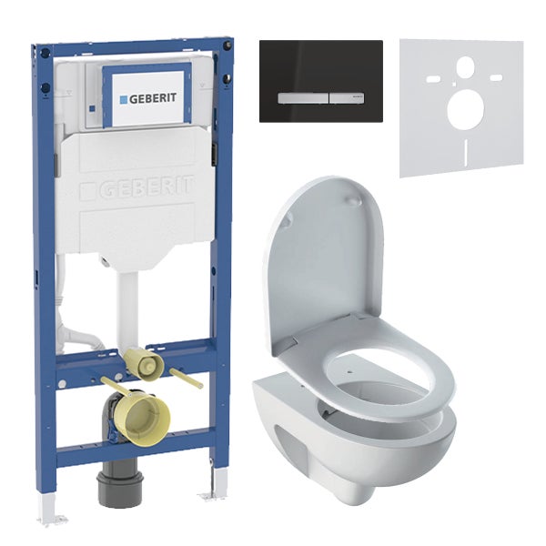 Geberit Vorwandelement mit Betätigungsplatte, Schallschutzmatte und Wand-WC