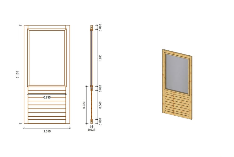 Paneel für Gartenlaube mit Fenster 1,01x2,17m