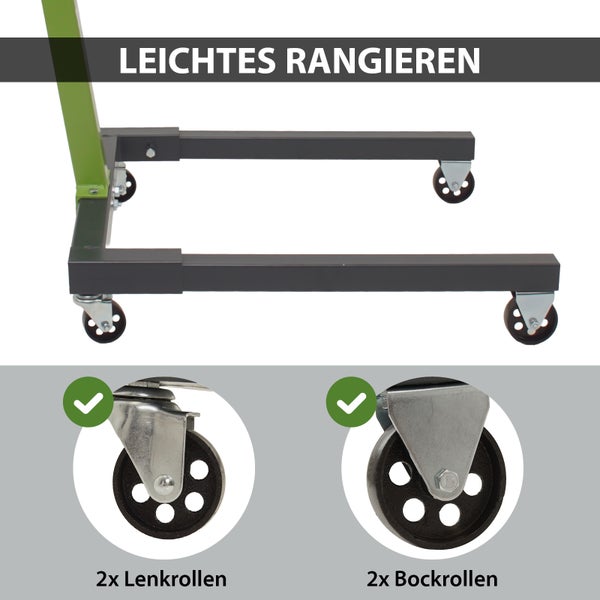 Motorständer Stahl Tragkraft 550 kg 360° Montagekopf 4 Räder Motorhalter Montageständer mobil grün