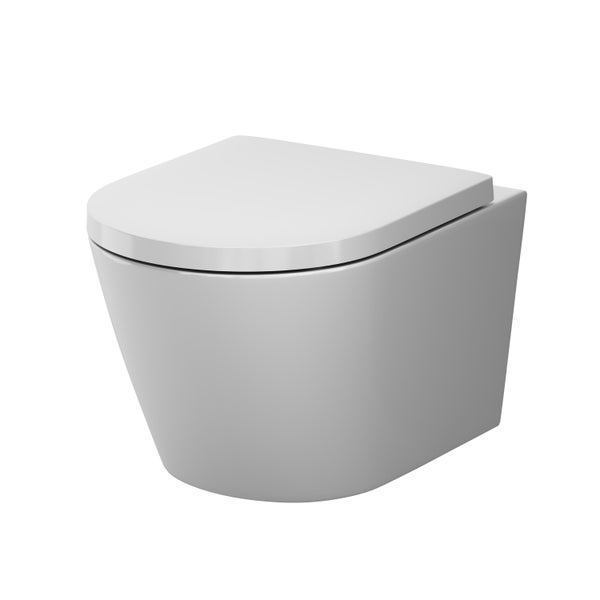 Hängendes Wand-WC aus Keramik mit geschlossenem Toilettendeckel