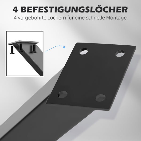 HOMCOM 2 Stück Tischbeine aus Stahl Tischgestell Tischfüße für Couchtisch Esstisch Schreibtisch in X-Form 72cm Schwarz