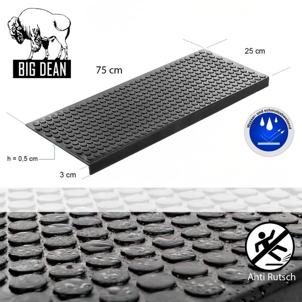 BigDean 5 Stück Stufenmatten aus Gummi – 75 x 25 cm – Outdoor Treppenstufenmatten – Anti Rutsch Gummimatten Kreis Design