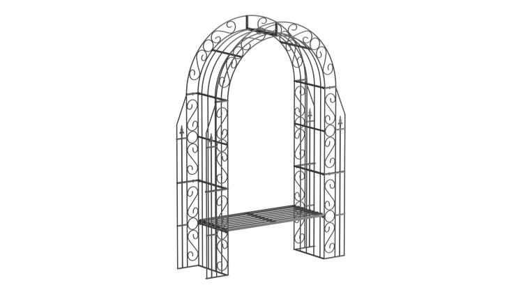 Rosenbogen ELEO Calabria mit Bank 160x50x234 cm Metall anthrazit - pulverbeschichtet schwarz