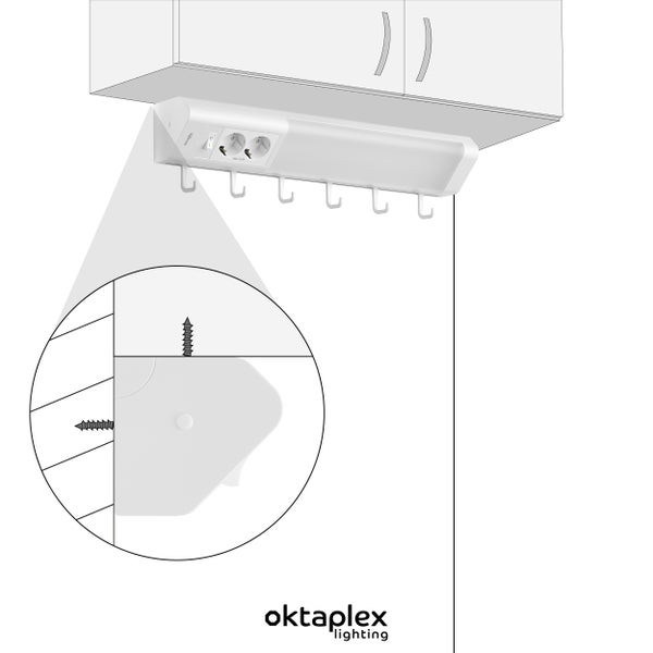 Oktaplex Talin Unterbauleuchte 50cm mit 2 Steckdosen und Schalter warmweiß 3000K