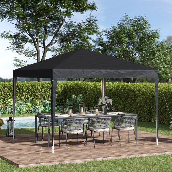 Outsunny Pavillon ca. 3x3m, wasserabweisend Stabil Winterfest Pop-up Faltpavillon, UV Schutz, Faltbar Partyzelt Gartenzelt mit Tasche, Gartenpavillon für Camping Garten, Schwarz