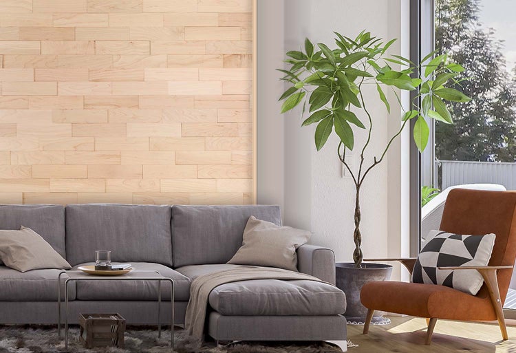 wodewa Wandverkleidung Holz 3D Optik Ahorn, geölt, 400 1m² Wandpaneele Moderne Wanddekoration Holzverkleidung Holzwand Wohnzimmer Küche Schlafzimmer