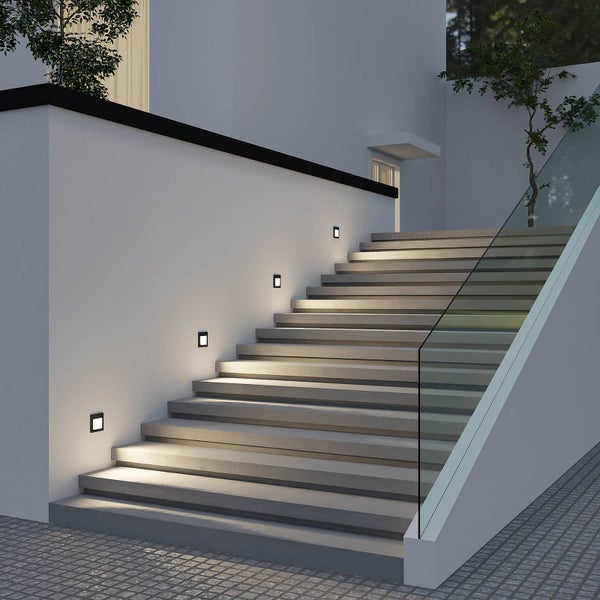 Arcchio LED Wandleuchte außen Zamo (Modern) in Schwarz aus Aluminium (1 flammig, ) - Wandeinbauleuchte für Außen Wandlampe Außenwand/Hauswand Haus Terrasse & Balkon Flurleuchte