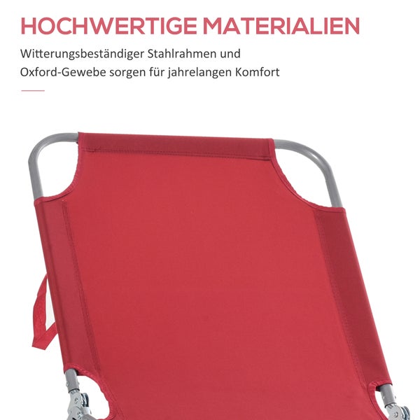 Detailansicht einer Liege mit wetterbeständigem Stahlrahmen und Oxford-Gewebe