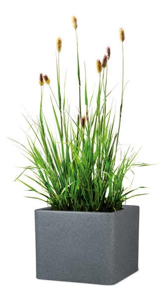 Scheurich Alea 40, Pflanzgefäß/Blumentopf/Pflanzkübel, quadratisch,  aus Kunststoff Farbe: Schwarz-Granit, 38 cm Durchmesser, 33 cm hoch, 44 l Vol.