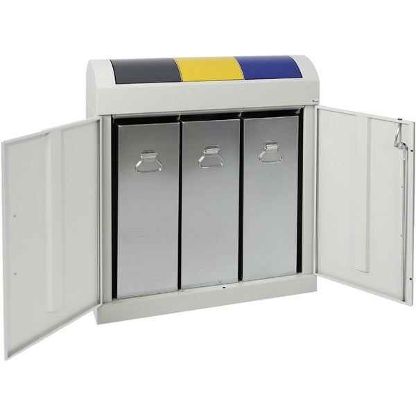 Abfalltrennsystem mit drei Behältern und Fronttüren