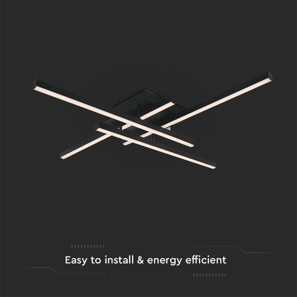 Schwarze LED Deckenleuchte mit rechteckigen Leuchtelementen
