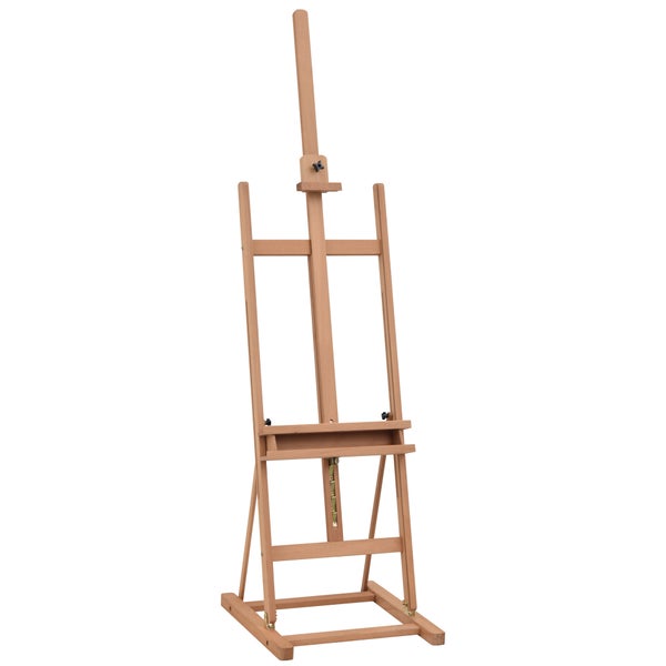 Vinsetto Staffelei Keilrahmen Atelierstaffelei Höhen- und Winkelverstellbar mit Ablagefach Buchenholz Natur 53 x 50,5 x 171-230 cm