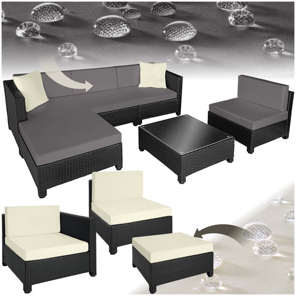 Gartenmöbel-Set mit Sofa, Sessel und Tisch aus Polyrattan