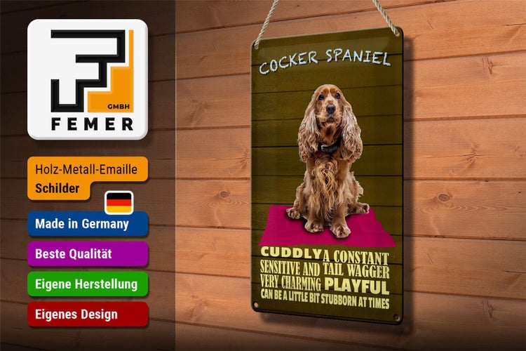 Blechschild Spruch 20x30cm Cocker Spaniel Hund cuddly