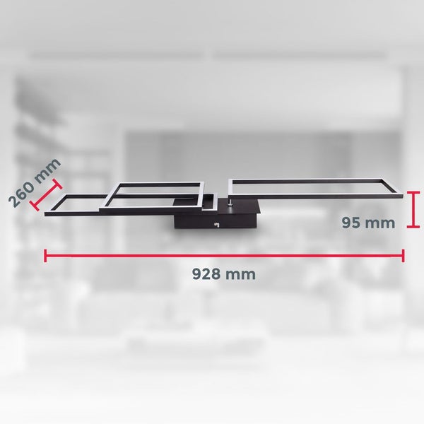 Deckenlampe 92,8x26 cm - 36W, 4200lm, LED, dimmbar, Fernbedienung, CCT, schwarz