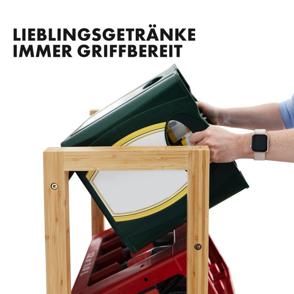 FLOORDIREKT Bambus-Flaschenkastenständer Flash - Robustes Lagerregal - für Büro, Küche, Garage oder Flur - 112 x 56 x 32 cm