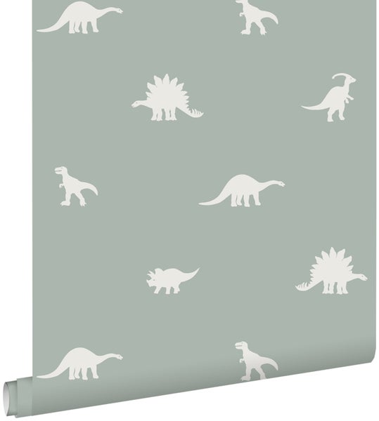 ESTAhome Tapete Dinosaurier Mintgrün - 53 cm x 10.05 m - 139284