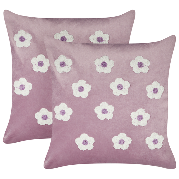 Dekokissen 2er Set ECHINACEA Samtstoff 45 x 45 cm Violett