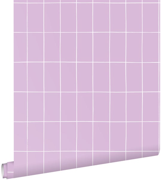 ESTAhome Tapete kleine Fliesen Violett und Weiß - 50 x 900 cm - 139961
