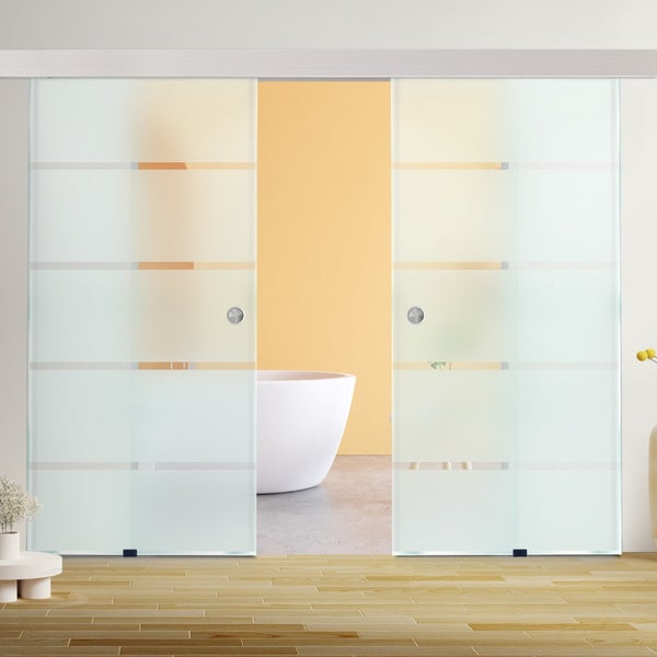 Home Deluxe Schiebetür SIRENA - Milchglas mit Streifen,  205 x 105 cm