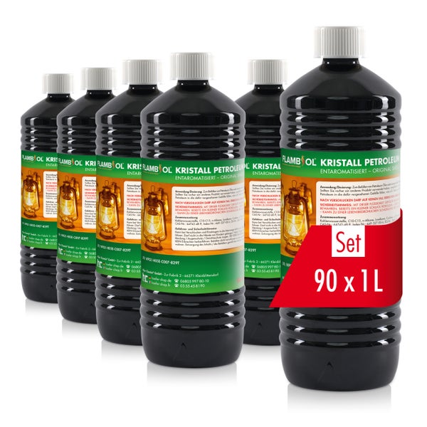 Set mit 90 Flaschen Kristall Petroleum, je 1 Liter