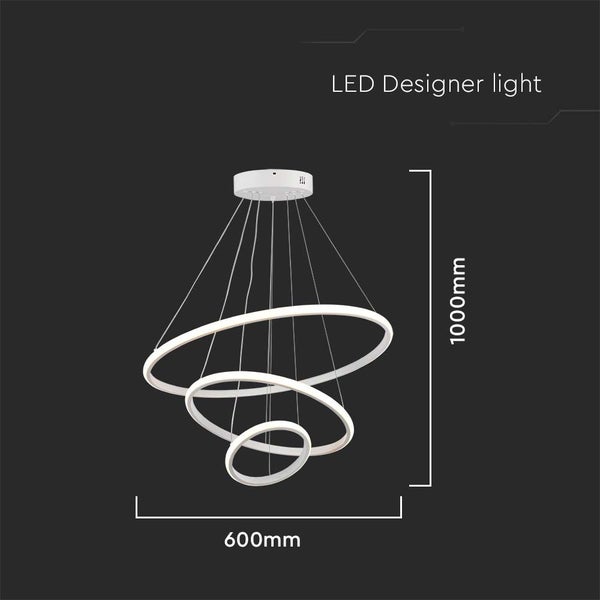 LED-Designerleuchte mit ringförmigem Design und den Maßen 1000 mm Höhe und 600 mm Breite.