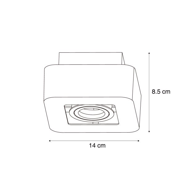 Technische Zeichnung einer Deckenleuchte mit den Maßen 14 mal 8,5 Zentimeter.