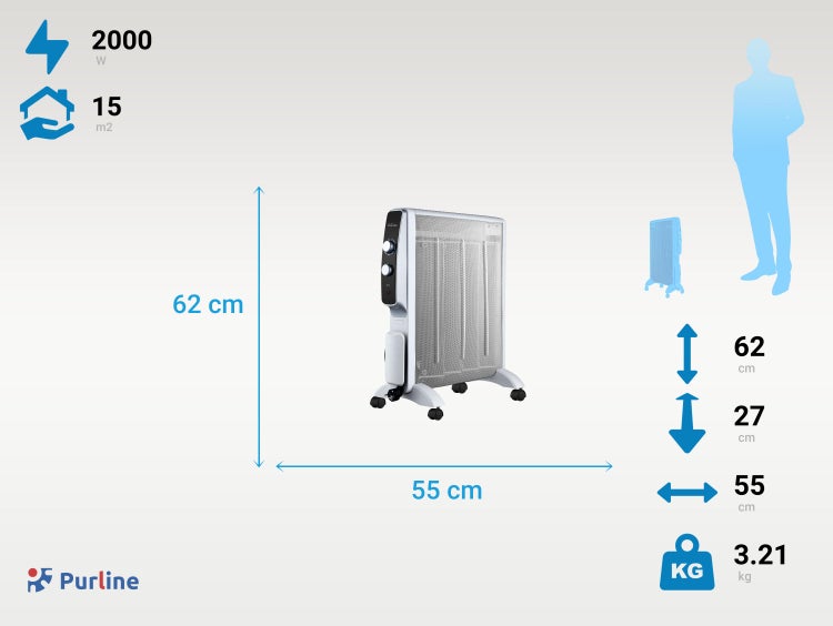 Purline Ölradiator mit den Maßen 62 cm Höhe und 55 cm Breite