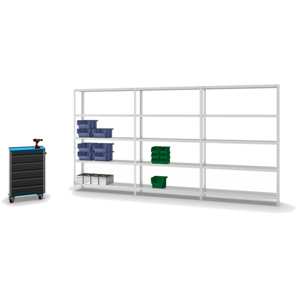 PROREGAL Fachbodenregal Schraubsystem Medium-Duty Grundregal HxBxT 200 x 130 x 30 cm 5 Ebenen Fachlast 200 kg Beidseitig Nutzbar Lichtgrau
