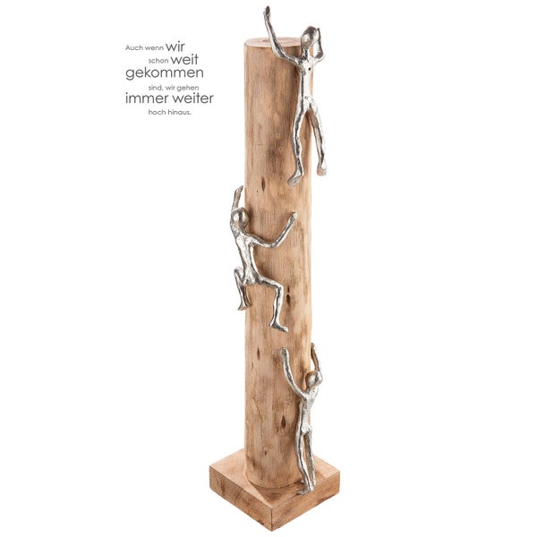 Skulptur GILDE Dekoration Höhe 55cm Breite 12cm naturfarben Aluminium, Mangoholz