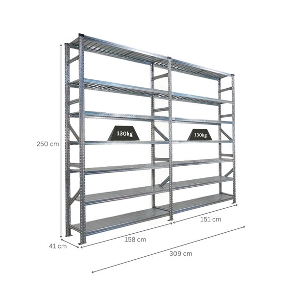Metallregalsystem mit mehreren Ebenen und Abmessungen