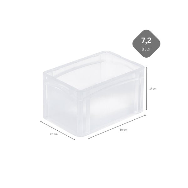 PROREGAL SuperSparSet 20 x Transparenter Eurobehälter BasicLine Mit Geschlossenem Griff und Klickdeckel HxBxT 17 x 20 x 30 cm 7,2 Liter Eurobox