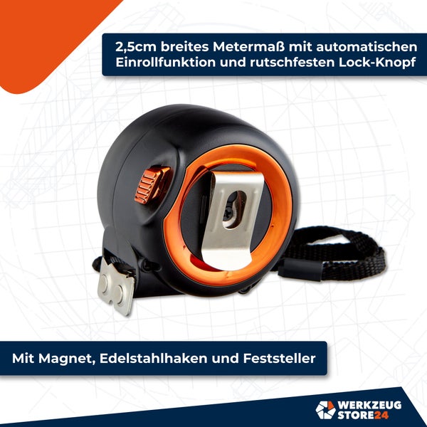 Rollbandmass mit 5 Metern Länge und 25 Millimetern Breite