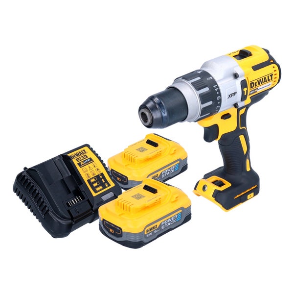 DeWalt Akku-Schlagbohrschrauber 18 Volt mit zwei Powerstack Akkus und einem Ladegerät.