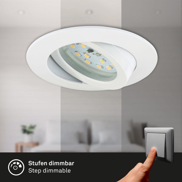 LED Einbauleuchten schwenkbar 3er-Set dimmbar 6,5 W IP23 Weiß Ø8,2cm Briloner
