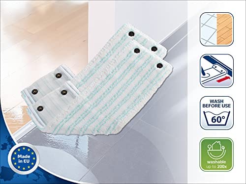 Leifheit 2er Set Wischbezug Clean Twist M micro duo, für alle Bodenarten, Bodenwischer Ersatzbezug für ideale Schmutzaufnahme dank 2-Faser-System, Mikrofaser Putzlappen ideal für Fliesen und Laminat