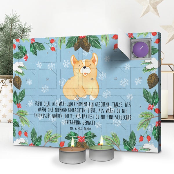 Mr. & Mrs. Panda Duftkerzen Adventskalender Corgie - Blau Pastell