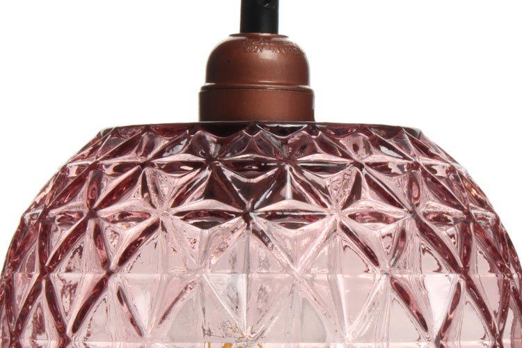 Vintage Glaskugel lampe Rosa, Hängelampe Retro Muster | Wohnzimmer Esszimmer Leuchte