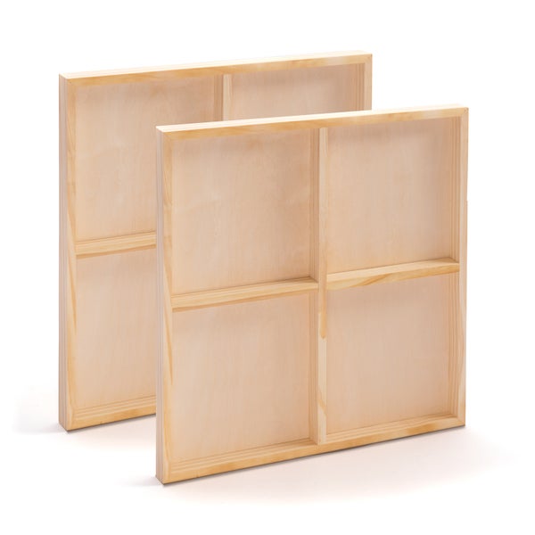 Holz-Malgrund 2er Set 80x80 cm (LxB) Birkenholz naturbelassen, Tiefe 3,8 cm  naturfarben