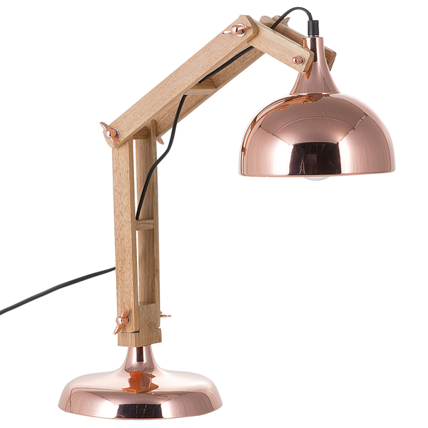 Schreibtischlampe SALADO verstellbar Holz Kupfer